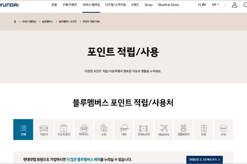 블루멤버스 포인트 사용처 및 홈페이지 바로가기